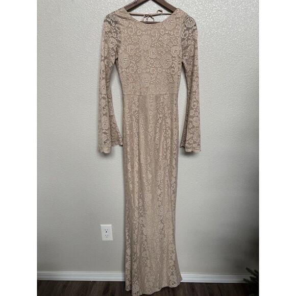 Show Me Your MuMu Natalie Maxi Dress Open Back long sleeve Lace xs wedding bride - Picture 1 of 8